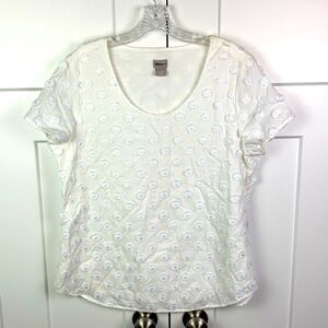 Chicos MEDIUM blouse White Embroidered polka dot western art wear boho romantic